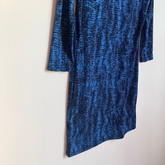 BCBGMaxAzria NWT $178 3/4 sleeve Pacific Blue Combo Dress - Picture 11 of 12